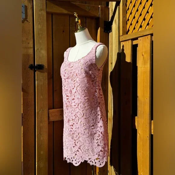 🆕 SELF PORTRAIT 🧿 NWOT Floral Lace Mini Shift Dress, Sz US 2 / UK 6 - Picture 5 of 16